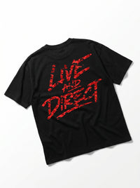 Black Tee - Red Camo — black tee red camo back angled