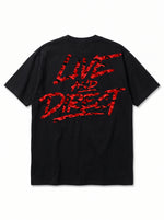 Black Tee - Red Camo — flat lay