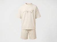 Cream Set - Tee and Shorts — cream set front wide